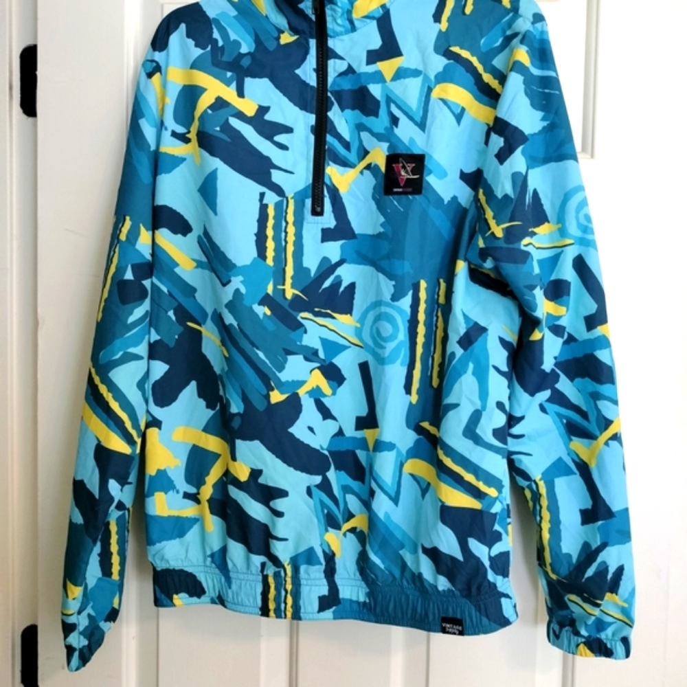 Vintage‎ Supply Blue and Yellow Lightweight Jacket Size L